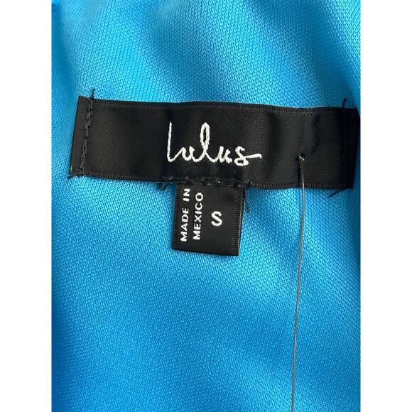 Lulus New! Teal Blue Sleeveless Tulip Midi Dress Slit Cocktail Party Vacay S - Picture 4 of 8